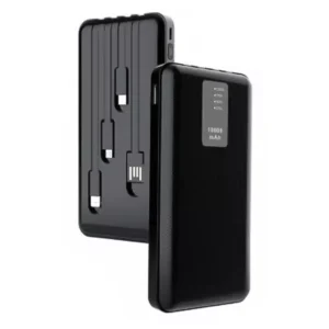 10000mAh power bank with 4-in-1 built-in cables black
