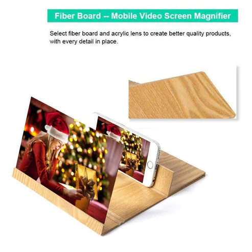 12inch Wood-grain phone screen amplifier 3D Hd Movie Mobile Phone Screen Amplifier | Gold