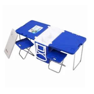 28L Two-Chair Plastic Incubator With Desk And Chair Picnic Table with food incubator storage Blue