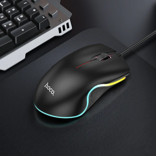 Hoco GM19 Enjoy Gaming Luminous LED Wired Mouse (Black Color)