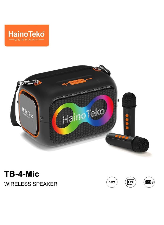 Haino Teko TB-4 Bluetooth Speaker with Dual Wireless Mics 50W