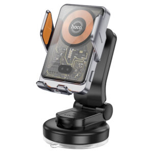 Hoco HW8 transparent dashboard wireless charger mounted on car dash