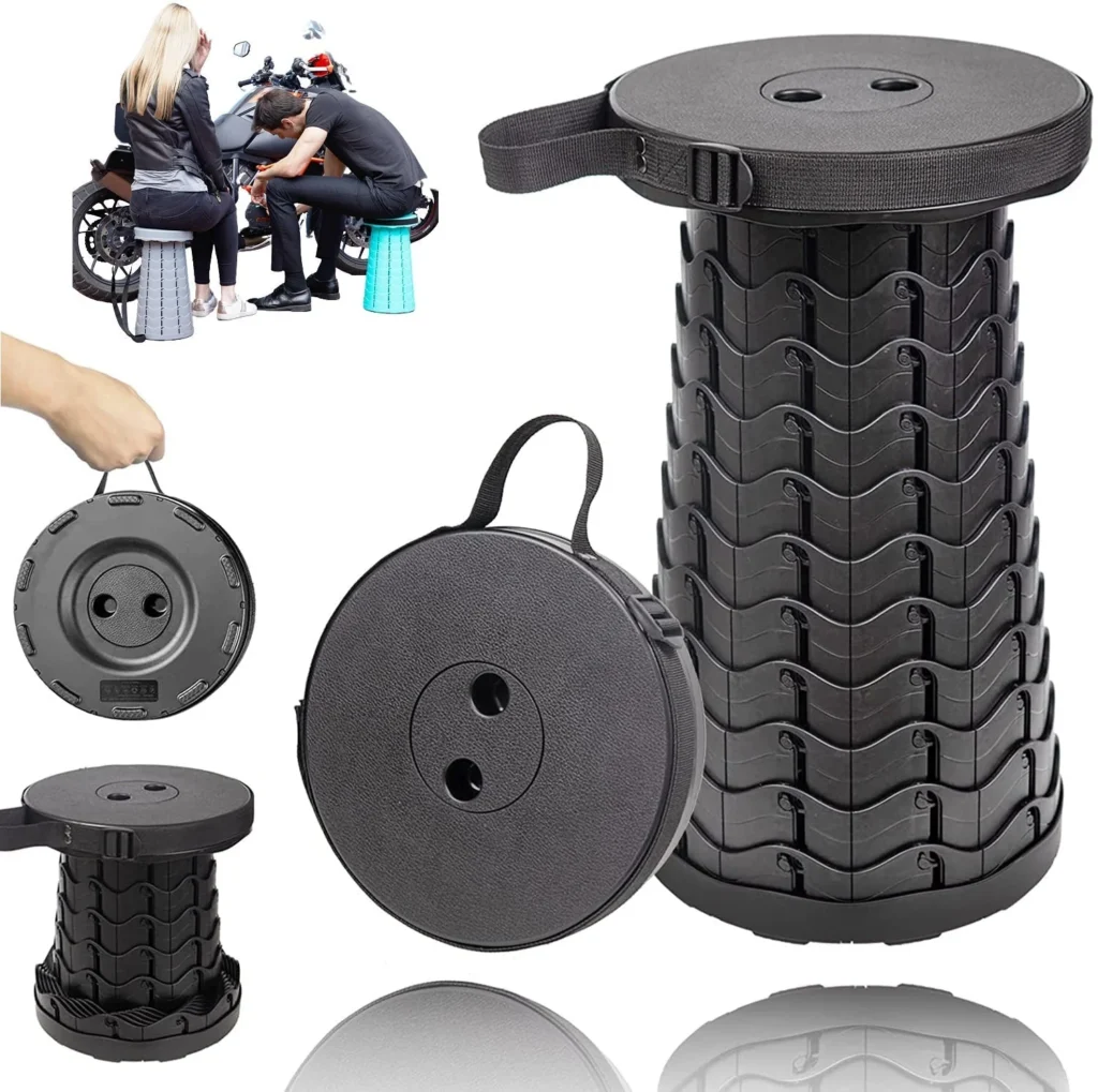 “retractable folding stool telescopic seat”