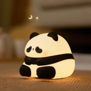 panda night light for kids, silicone LED lamp, rechargeable nursery lamp, soft touch baby night light