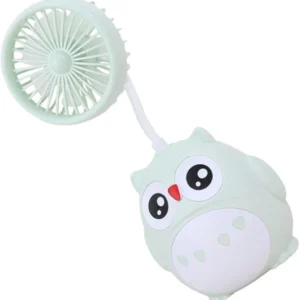 Portable cartoon owl USB desk fan with pen holder – silent mini fan for home, office, and travel