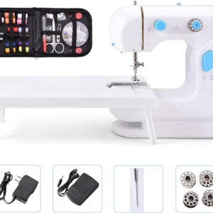 portable mini electric sewing machine foot pedal automatic bobbin double thread