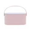Portable LED Light Storage Box Beauty Makeup Mirror Pink White