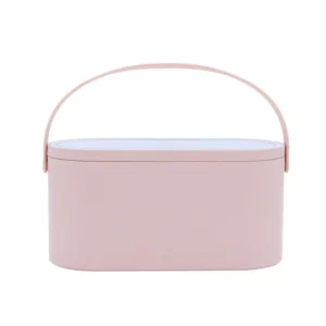 Portable LED Light Storage Box Beauty Makeup Mirror Pink White