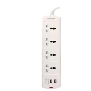 Power Port Socket 4-Way Extension with 2 USB Ports, surge protected power strip