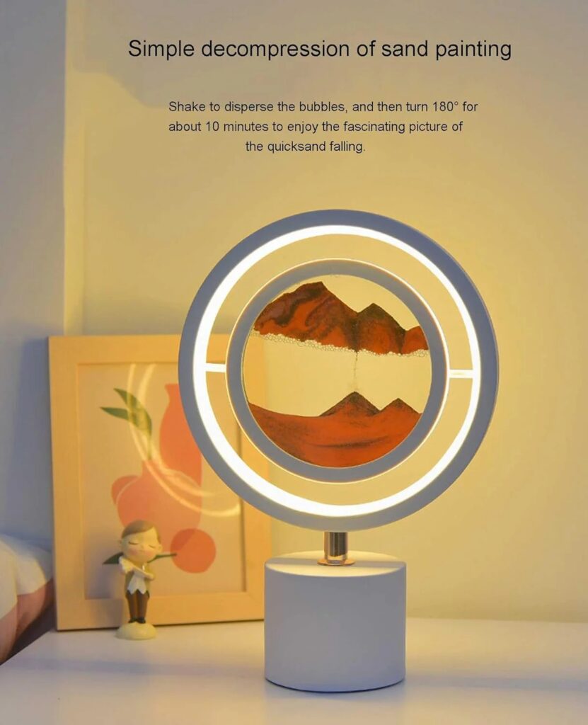 quicksand painting LED lamp, 3D sandscape table lamp, dynamic sand art light, calming desk lamp