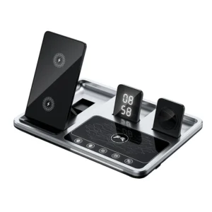 R11 30W 4-in-1 Wireless Charger Stand Silver with Ambient Light