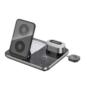 R12 Desktop Wireless Charger 4-in-1 with RGB Sound Activated Lighting