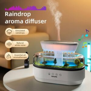 Raindrop microlandscape humidifier aroma diffuser with raining effect and 7 color led night light