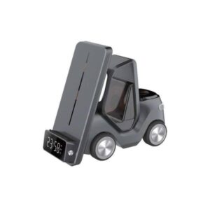 T20 5-in-1 Car-shaped Desktop Wireless Charger with Alarm Clock and Atmosphere Light