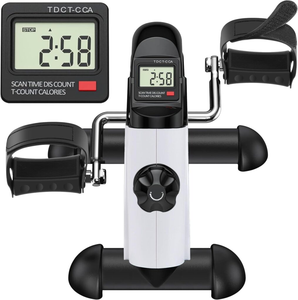 TABEKE under desk pedal exerciser with lcd display and folding mini bike design
