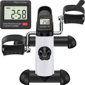 TABEKE under desk pedal exerciser with lcd display and folding mini bike design