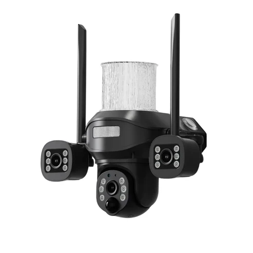 CRONY TB02-4G-4K V380 PRO APP Solar street light 3 Head Camera 4G 5MP Outdoor Waterproof IP65 Dual Lens Night Vision Two Way Audio