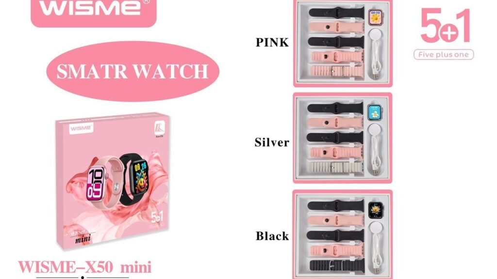 Wisme X50 Mini Smartwatch with HD display and five straps