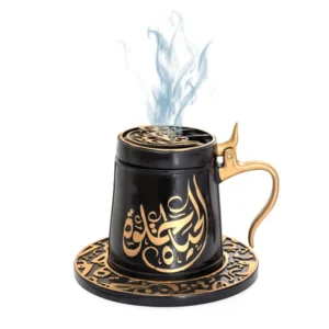 Bakhoor Big teacup Bukhoor Dukhoon Portable Incense Burner-Black