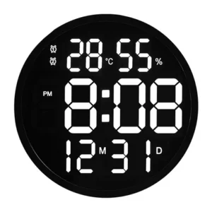 CRONY 6620 Wall clock 12 Inch LED Large Number Digital Wall Clock Temperature And Humidity Electronic Clock