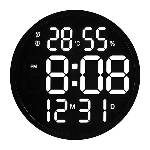 CRONY 6620 Wall clock 12 Inch LED Large Number Digital Wall Clock Temperature And Humidity Electronic Clock