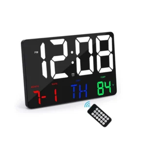 CRONY 717 White words wall clock Digital Clock Large Display,11.4" Digital Calendar Alarm Day Clock with Wireless Remote Control