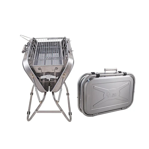 CRONY 8828 Portable grill Folding Stainless Steel Commercial Portable Outdoor Camping Charcoal Bbq Grill