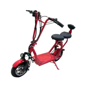 CRONY Mini Harley+Double Seat Electric Scooter Front Rear Suspension Disc Brakes Aluminum Alloy Frame | Red