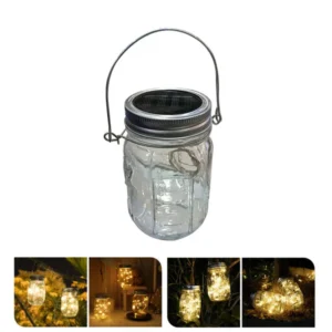 CRONY Solar Mosaic Hanging Light 20 Leds Waterproof Outdoor Copper Wire String Solar Garden Mason Jar Light glass bottle colored light