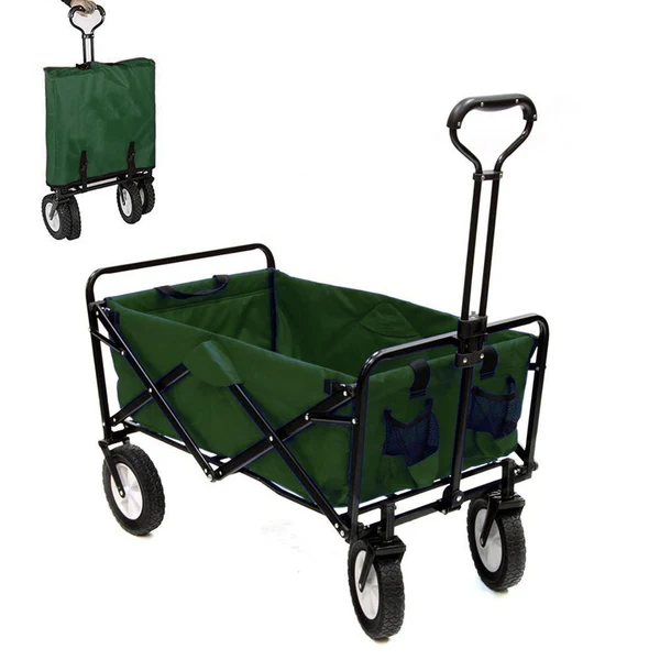 CRONY TC3015 Folding Cart Heavy Duty Collapsible Folding Wagon Utility Shopping Outdoor Camping Garden Cart | Green