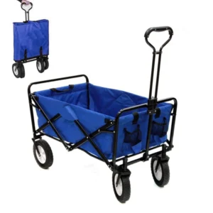 CRONY TC3015 Folding Cart Heavy Duty Collapsible Folding Wagon Utility Shopping Outdoor Camping Garden Cart | BLUE