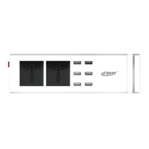 CRONY YC-CDA9 2+socket 6 USB Ports 2 Sockets with US Plug White