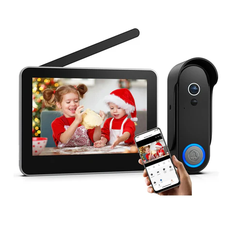 CRONY TL-AH708-B3 Tuya Smart wireless video door phone Wireless Video Intercom System Wire Free Doorbell Camera with 7" Touch Screen Monitor 1080P HD Door bell