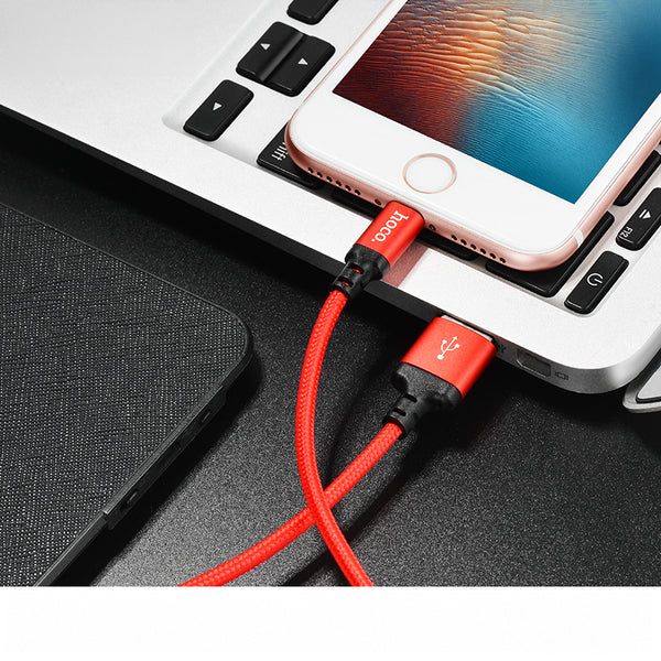 HocoX14 Times Speed iP Charging Cable (L=2M) Black Red Color