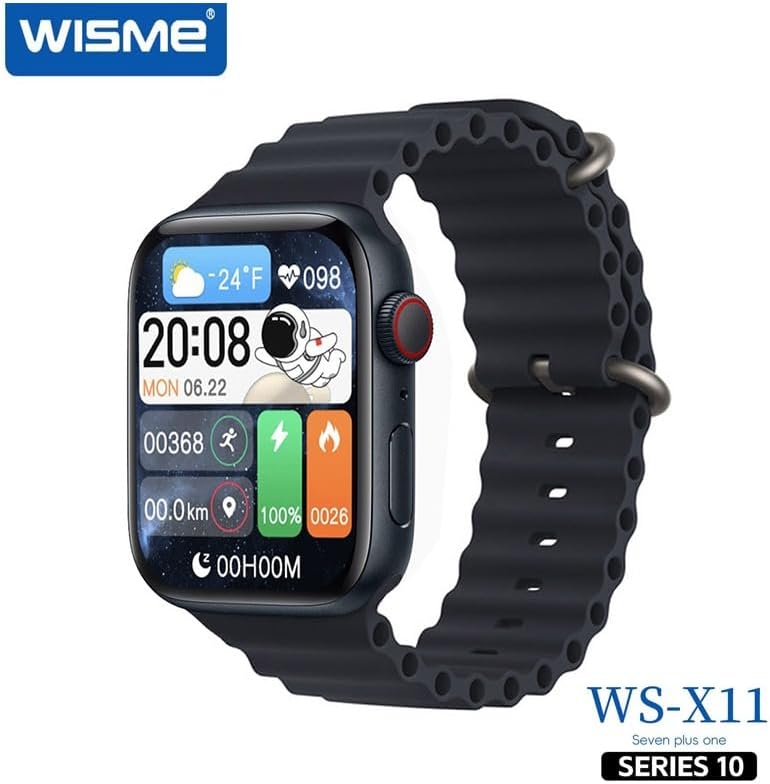 Wisme WS-X11 Series 10 Smartwatch AI Voice Assistant 7 Strap Set Charging Cable for Men Women (Black)
