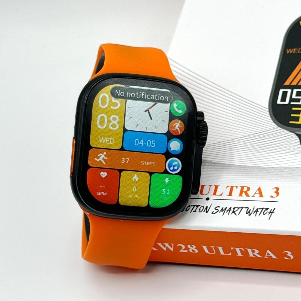 Keqiwear KW28 Ultra 3 Smartwatch with AMOLED Display 7+1 Straps Fitness Tracking