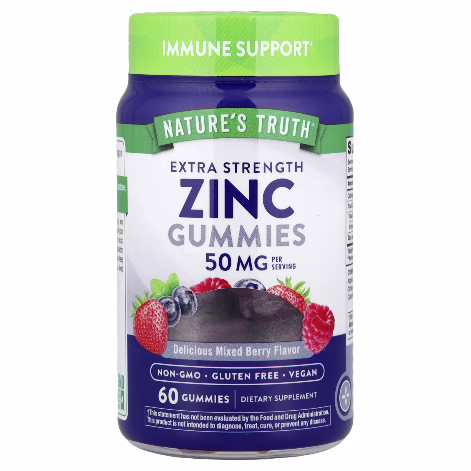 Nature's Truth Zinc Gummies Delicious Mixed Berry 60 Gummies (16 mg Per Gummy)