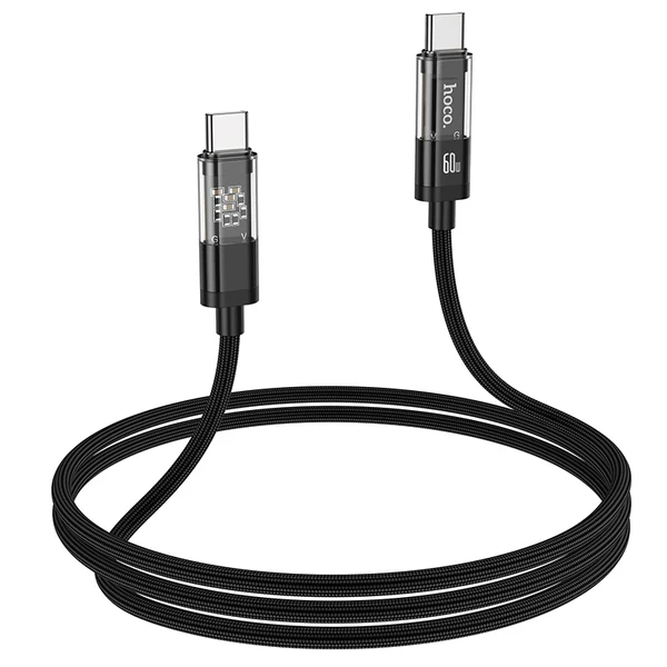 Hoco U116 Type-C to Type-C 60W Transparent Charging Data Cable 60W