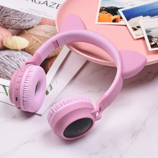 Hoco W27 Cheerful Wireless Cat Ear Headphones Pink