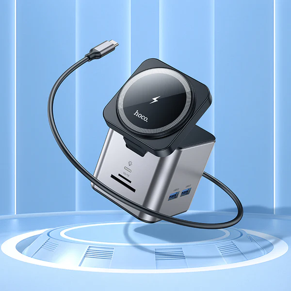 Hoco HB49 Effortless 9-in-1 Wireless Fast Charging Desktop Station Metal Gray Color