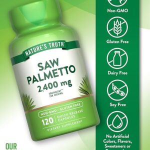 Nature's Truth Saw Palmetto Extract | 2400mg | 120 Capsules | Non-GMO & Gluten Free Supplement