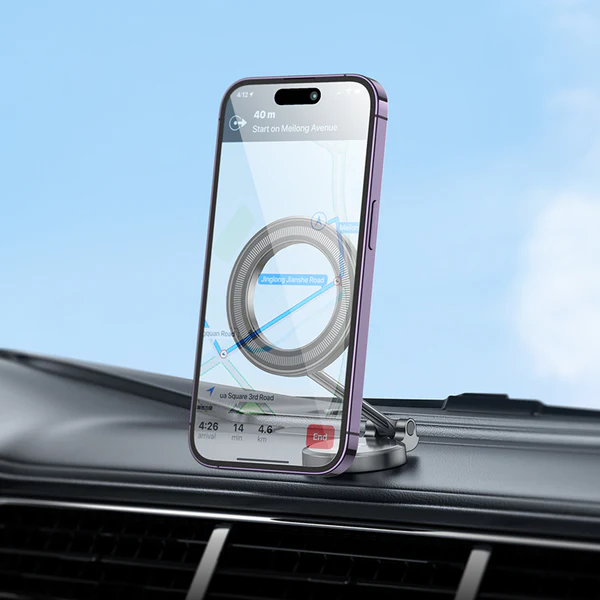 Hoco H51 Advantage Metal Ring Magnetic Car Phone Holder Dashboard Metal Gray Color