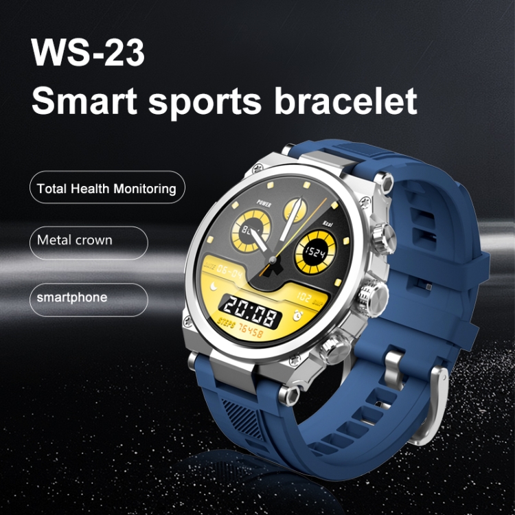 WS-23 Smartwatch | 1.52" Display Bluetooth Calling IP67 Waterproof Health Fitness Tracker (Silver + Blue)