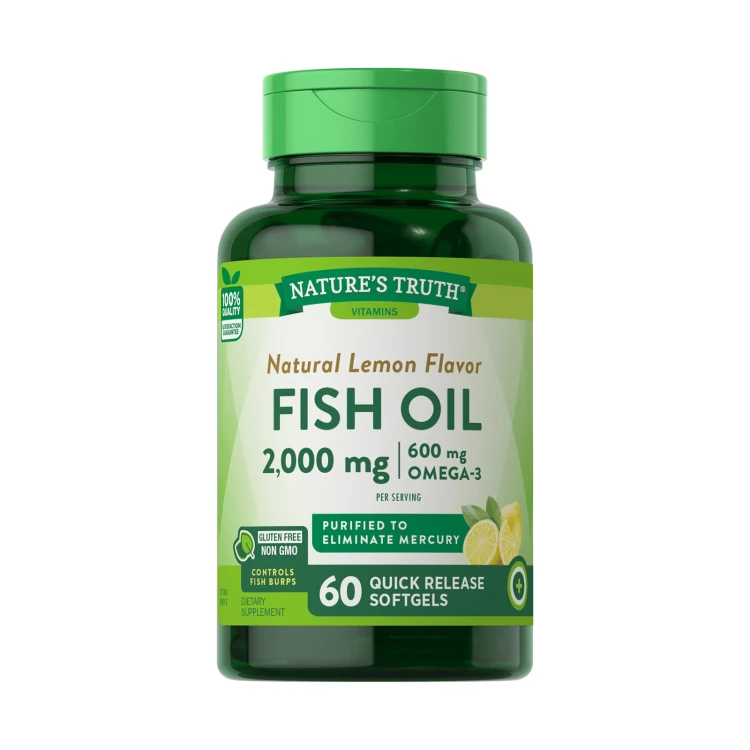 Nature's Truth Omega 3 Lemon Flavor Fish Oil 2000mg 60 Softgels