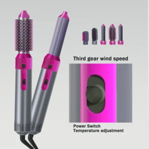 Ceramic 5-in-1 hair styler with interchangeable brush attachments