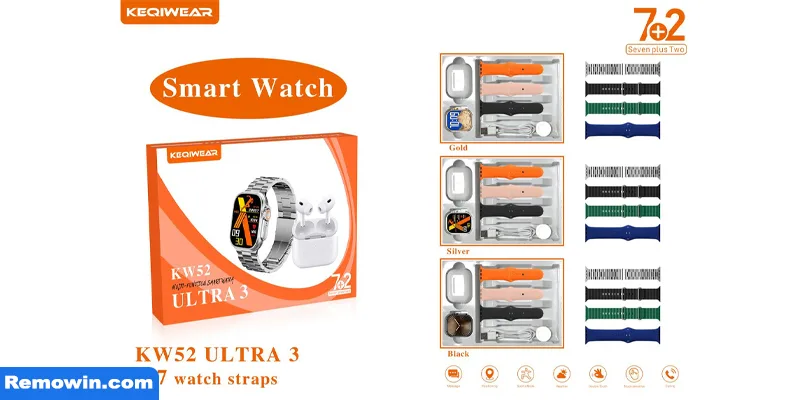 KW52 Ultra 3 Smart Watch Bluetooth Call Sports Fitness Tracker Waterproof Design