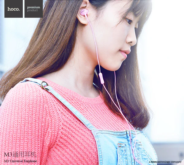 Hoco M3 Universal Earphone with Microphone iP (Black White Color)