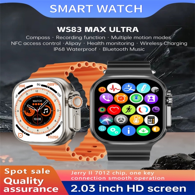 WS83 Max Ultra Smartwatch | 2.03" Color Display with Heart Rate Blood Pressure Monitoring (Black)