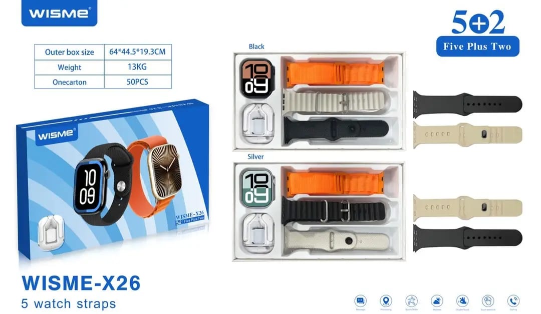 WISME X26 Smartwatch Multi-Function Bluetooth Calling Watch with Sports Health Monitoring