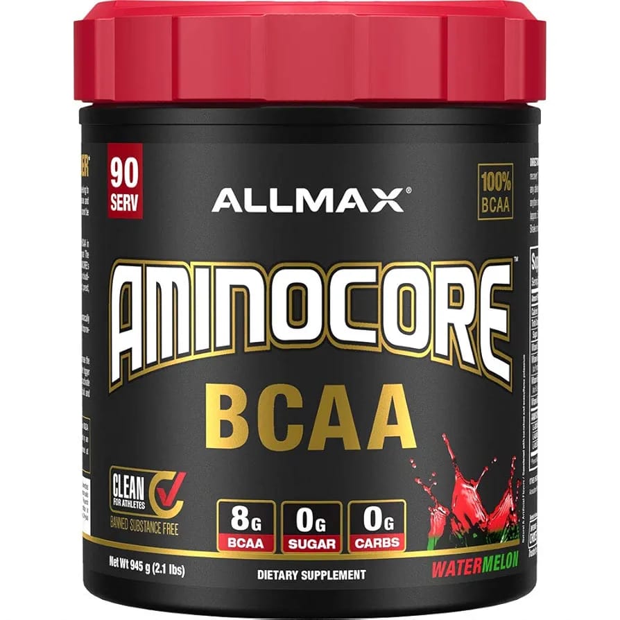 ALLMAX Nutrition AMINOCORE BCAA Powder Intra Post-Workout Recovery Drink Gluten-Free Watermelon 33.33 oz